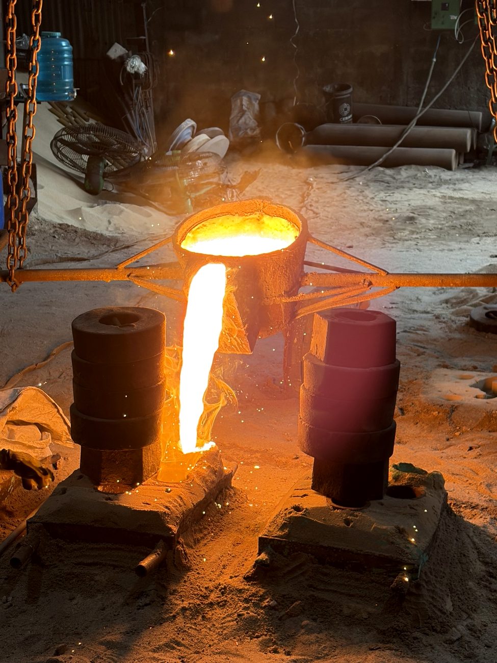 Molten metal poured into prepared mould at NCW