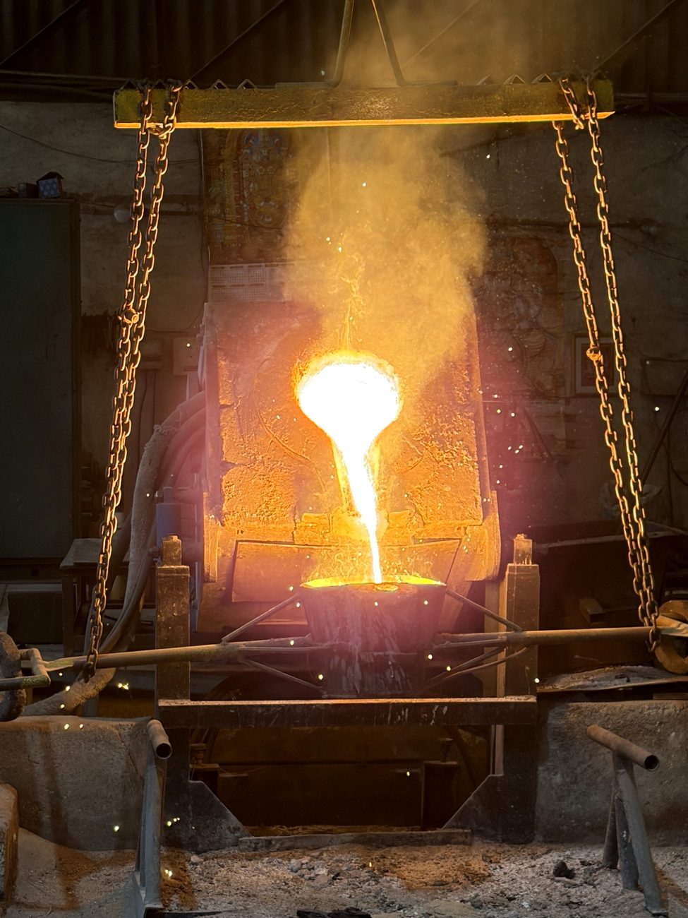 Front view of molten metal pouring at NCW